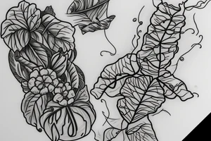Squash blossom vine thin line tattoo idea