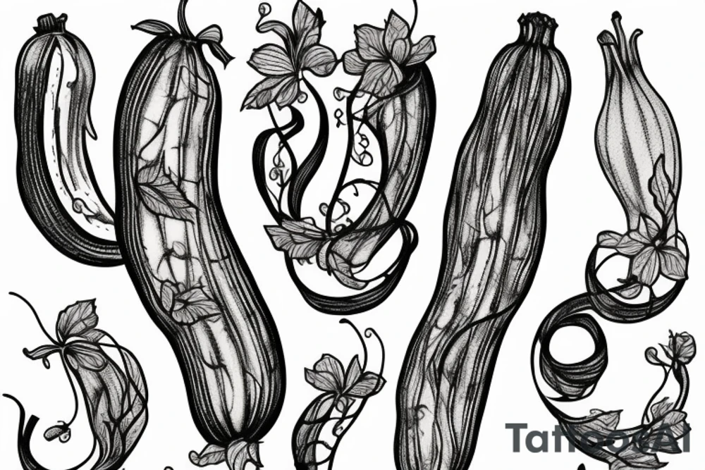 Zucchini blossom vine tattoo idea