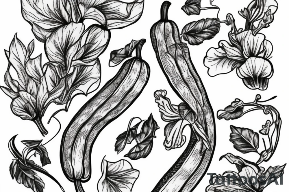 Zucchini blossom vine tattoo idea