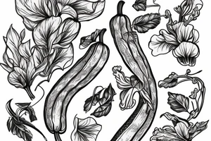 Zucchini blossom vine tattoo idea