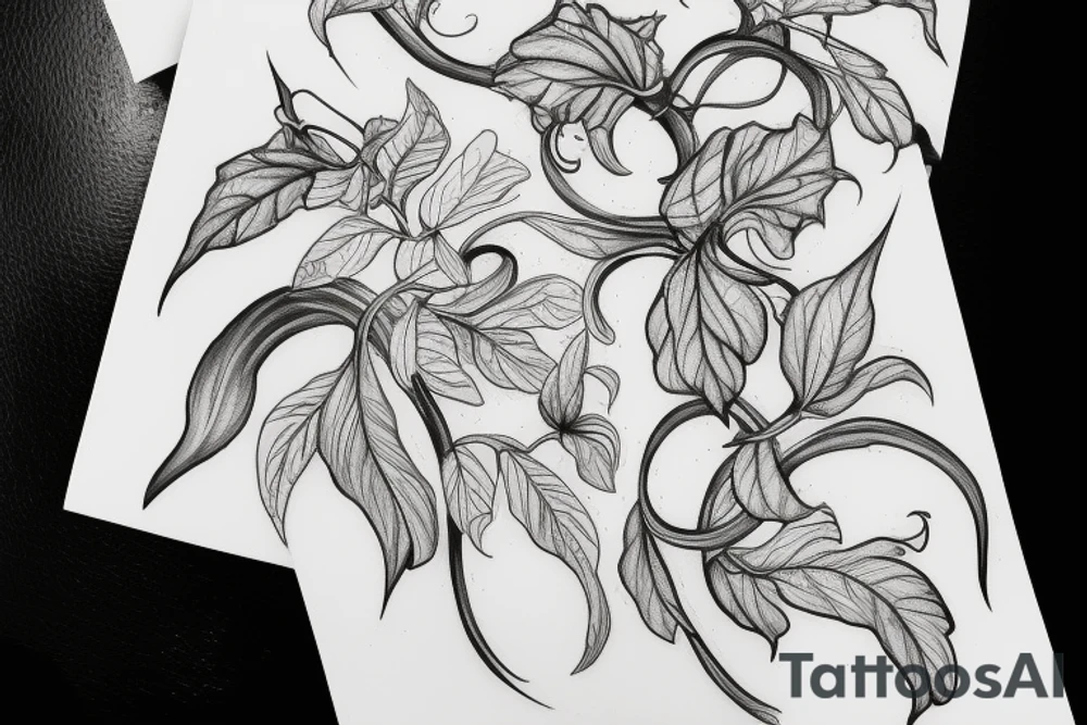 Zucchini blossom vine tattoo idea