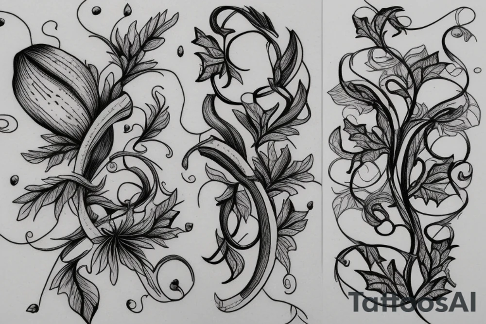 Zucchini blossom vine tattoo idea