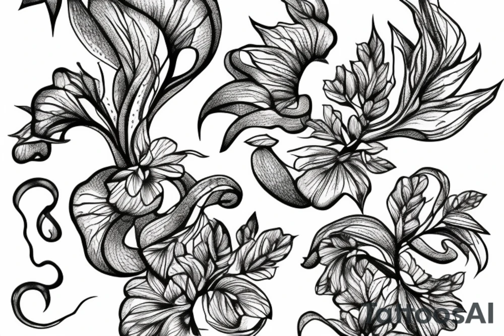 Zucchini blossom vine tattoo idea