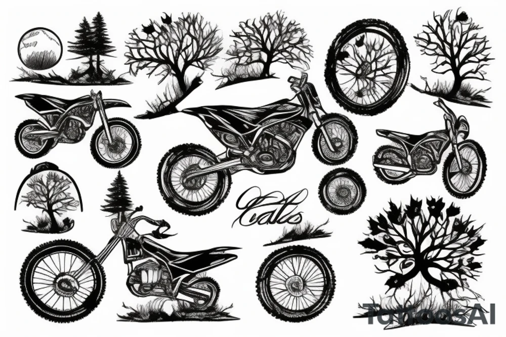 Canadian fall with dirt bikes and trees tattoo idea