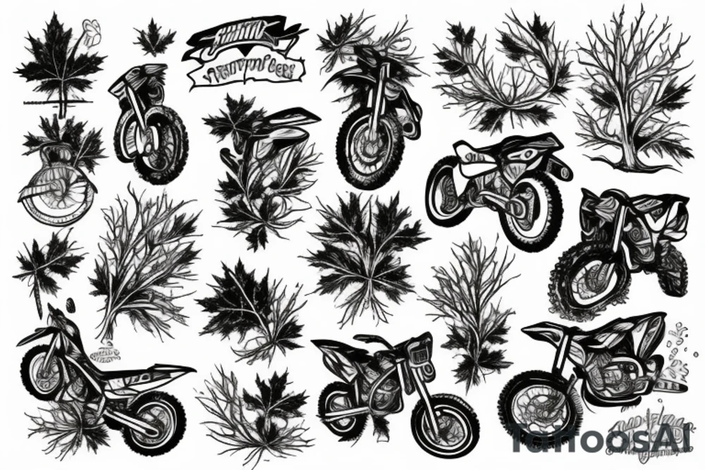 Canadian fall with dirt bikes and trees tattoo idea
