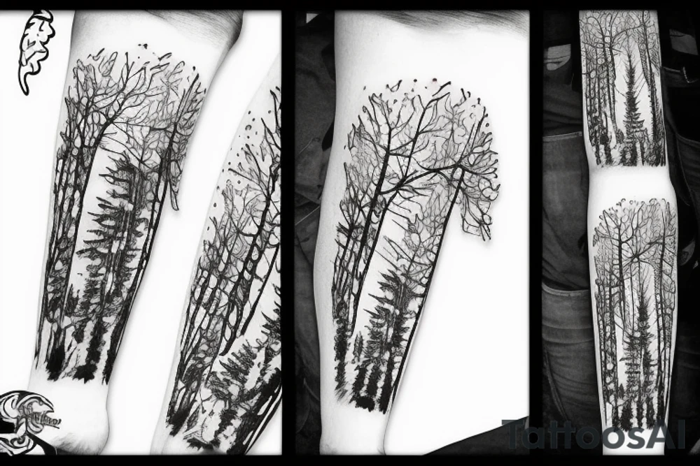 Canadian fall forest with dirt bike tattoo idea