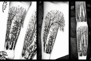 Canadian fall forest with dirt bike tattoo idea