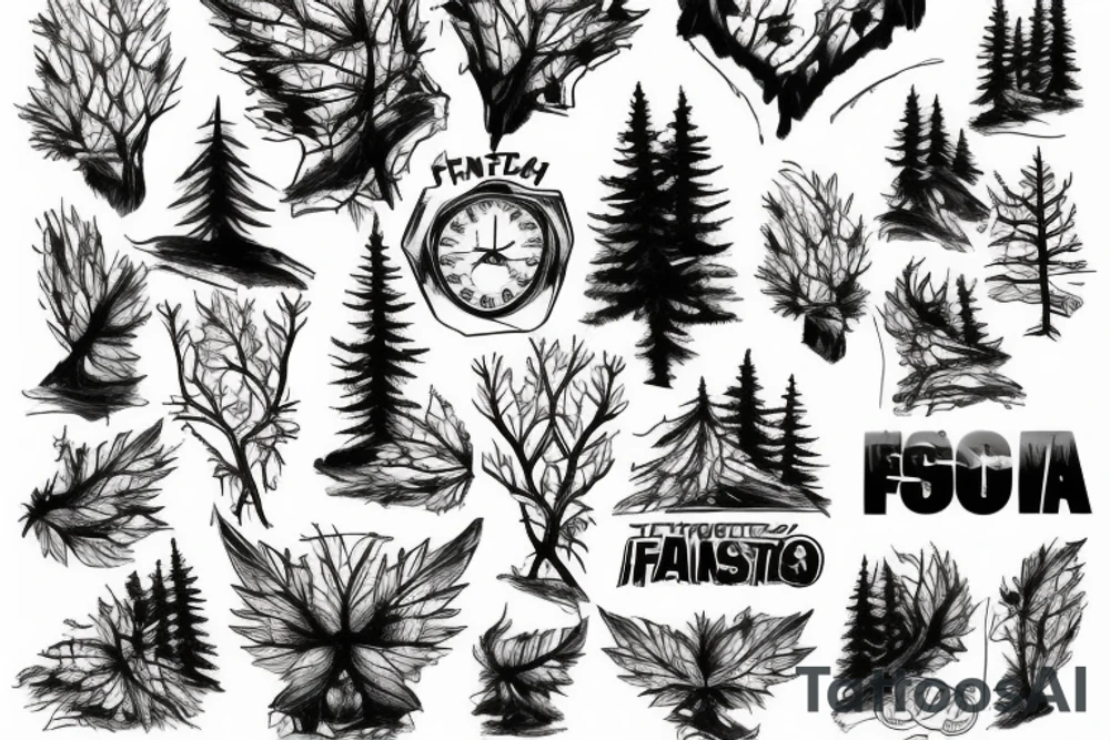 Canadian fall forest with dirt bike tattoo idea