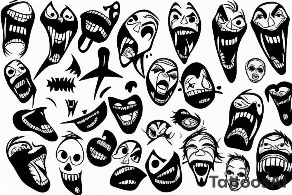 Scream crazy face tattoo idea