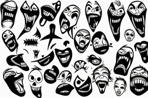 Scream crazy face tattoo idea