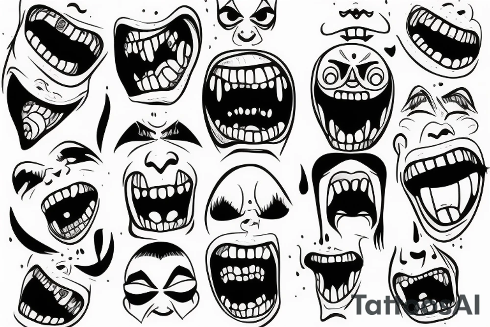 Scream crazy face tattoo idea