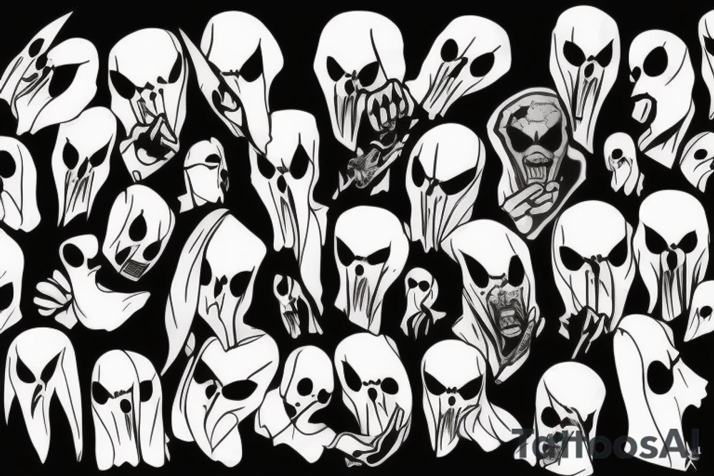 Ghostface crazy face tattoo idea