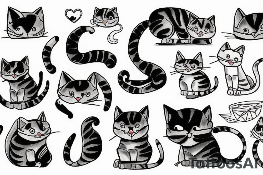 cat old school tattoo idea