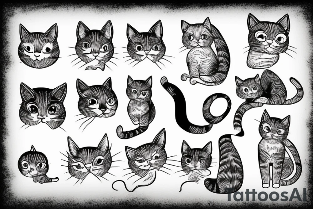 cat old school tattoo idea