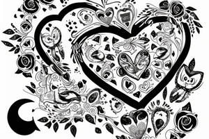 chat avec un coeur tattoo idea