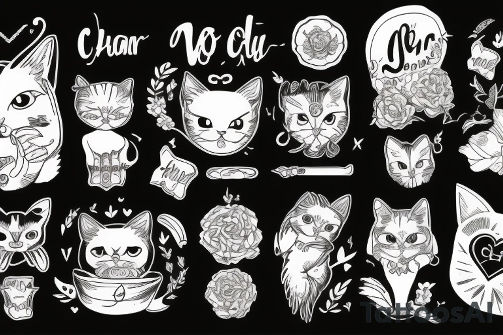 chat avec un coeur tattoo idea