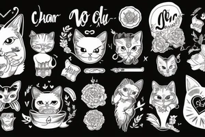 chat avec un coeur tattoo idea
