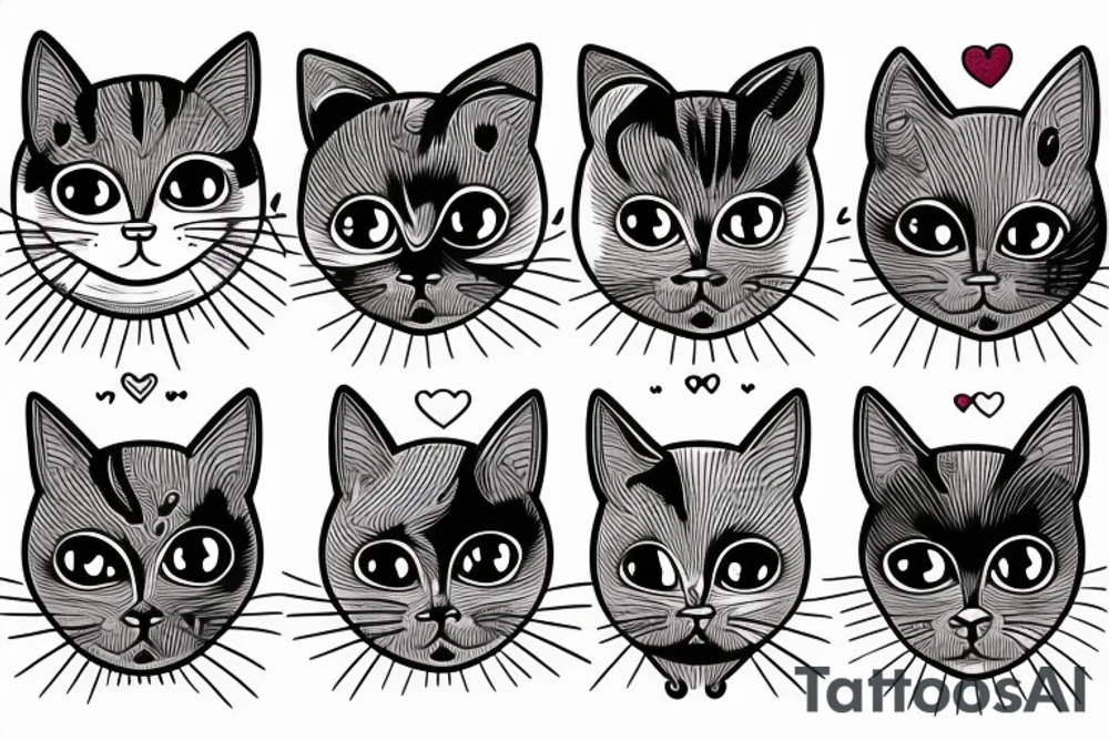 cat with heart tattoo idea