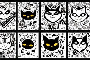 chat noir, avec un coeur et une épée tattoo idea