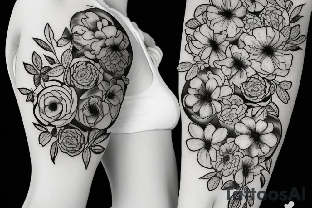 bouquet de pivoine tattoo idea