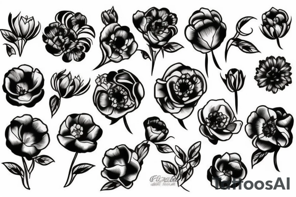 bouquet de pivoine tattoo idea
