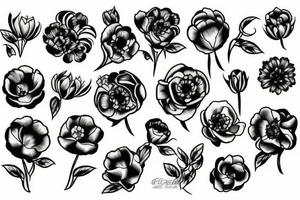 bouquet de pivoine tattoo idea