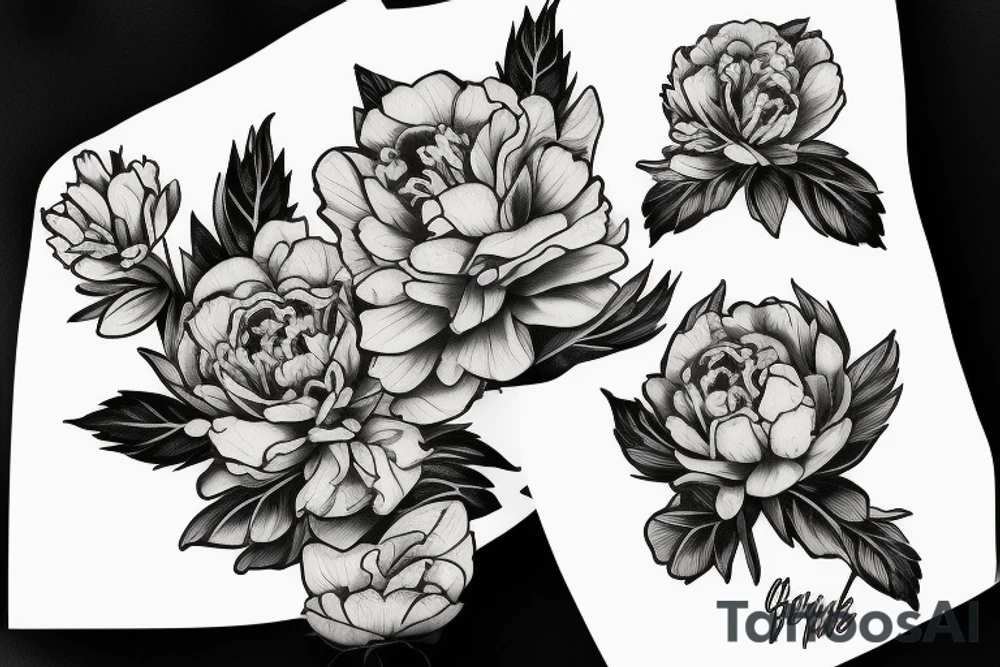 bouquet de pivoine tattoo idea