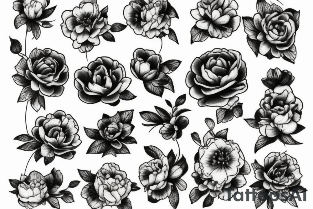 beau bouquet de pivoine tattoo idea