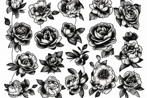 beau bouquet de pivoine tattoo idea