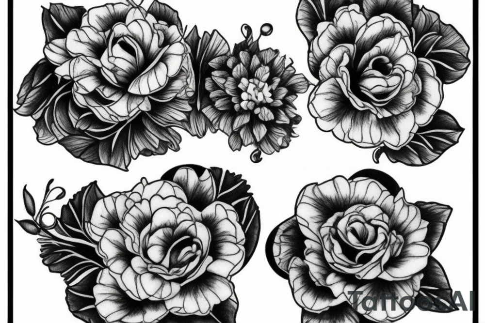 beau bouquet de pivoine tattoo idea