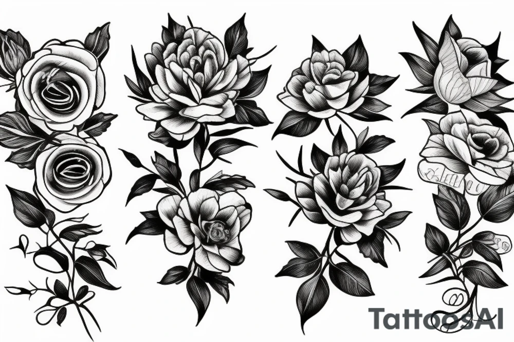 beau bouquet de pivoine tattoo idea
