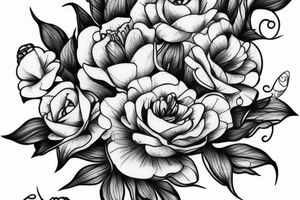 beau bouquet de pivoine tattoo idea