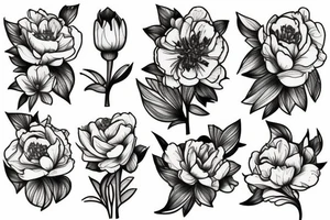 beau bouquet de pivoine tattoo idea