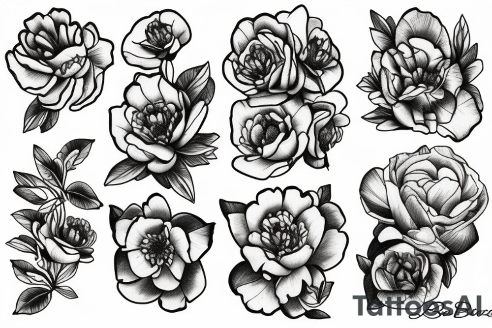 beau bouquet de pivoine tattoo idea