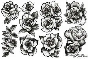 beau bouquet de pivoine tattoo idea