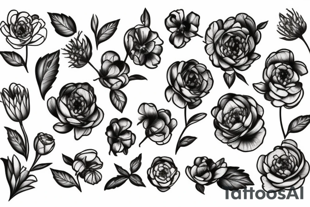 bouquet de pivoine tattoo idea