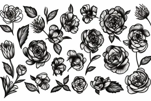bouquet de pivoine tattoo idea