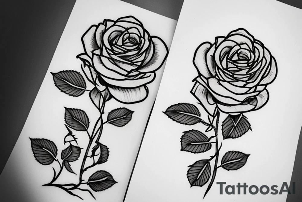 rose en un trait tattoo idea