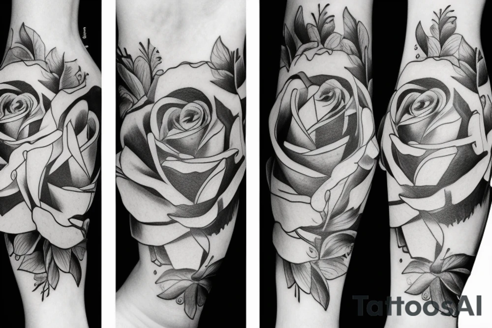 rose en un trait tattoo idea
