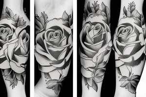 rose en un trait tattoo idea