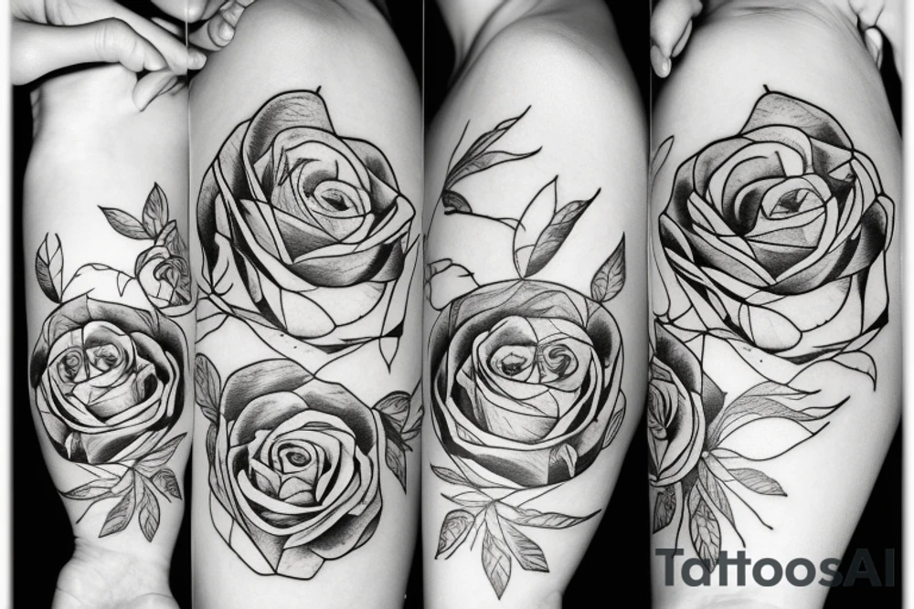 rose en un trait tattoo idea