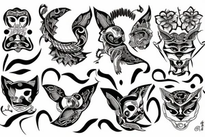 chat neo-traditionnel tattoo idea