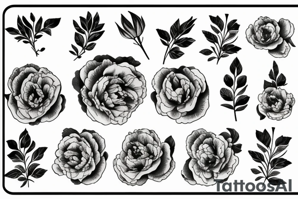 pivoine avec du feuillage tattoo idea