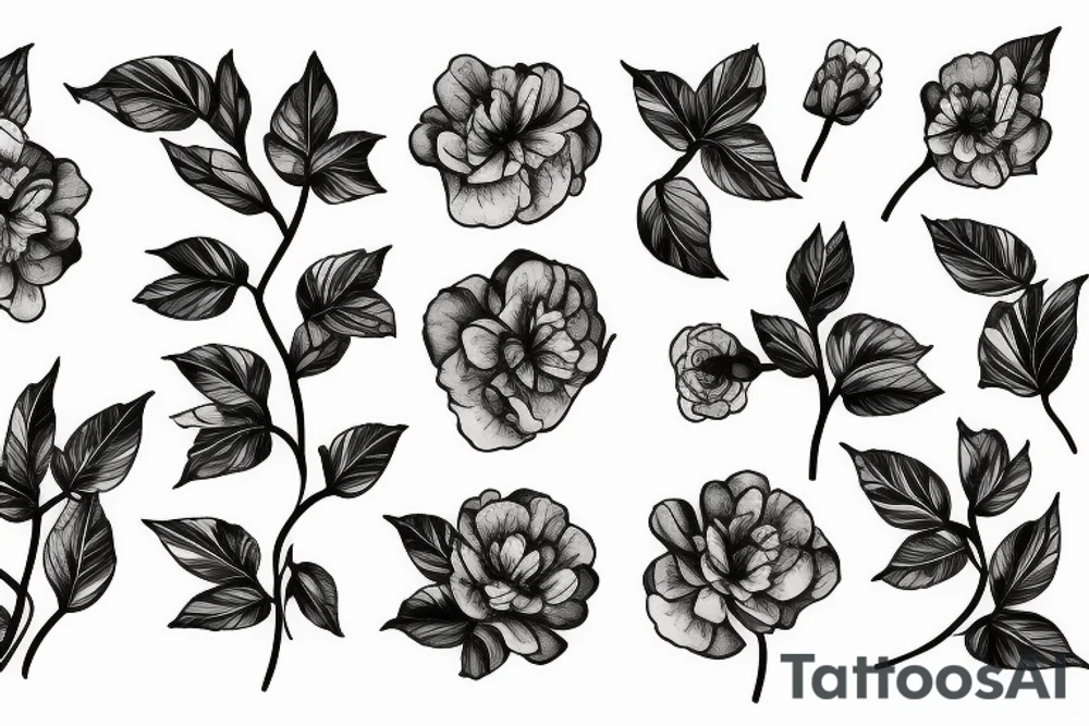 pivoine avec du feuillage tattoo idea