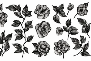 pivoine avec du feuillage tattoo idea