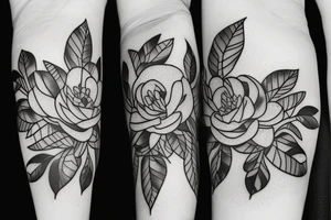 pivoine avec du feuillage tattoo idea