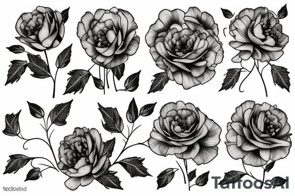 pivoine avec du feuillage tattoo idea