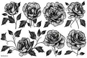 pivoine avec du feuillage tattoo idea