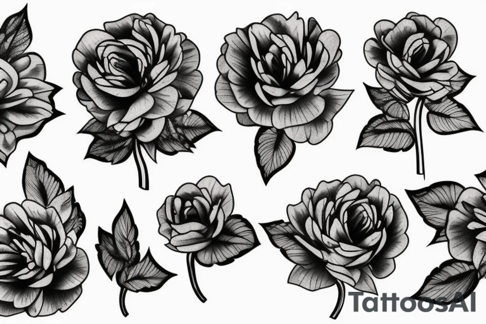 tatouage pivoine avec du feuillage tattoo idea