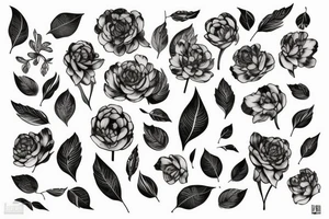 tatouage pivoine avec du feuillage sur un bras tattoo idea